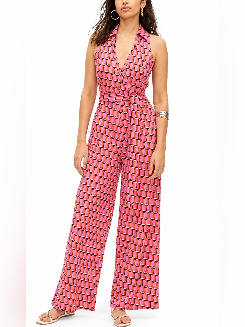 Diane Von Furstenberg x Target NWT pink geometric jumpsuit, XS